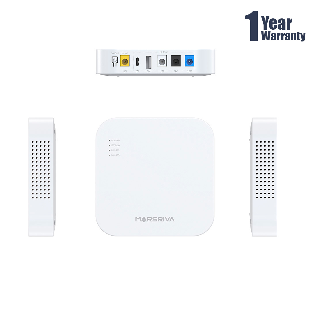 MARSRIVA KP4 10000mAh Smart Mini Router DC UPS 18Watt with 3 DC Output, 1 USB & 1 Type C Output. 