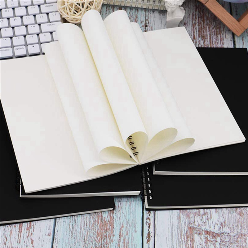 15Pcs A5 Black Spiral Notebook Blank Sketchbook Unruled Journal Pack Thick Blank Paper 50 Sheet 100 Unlined Pages. 