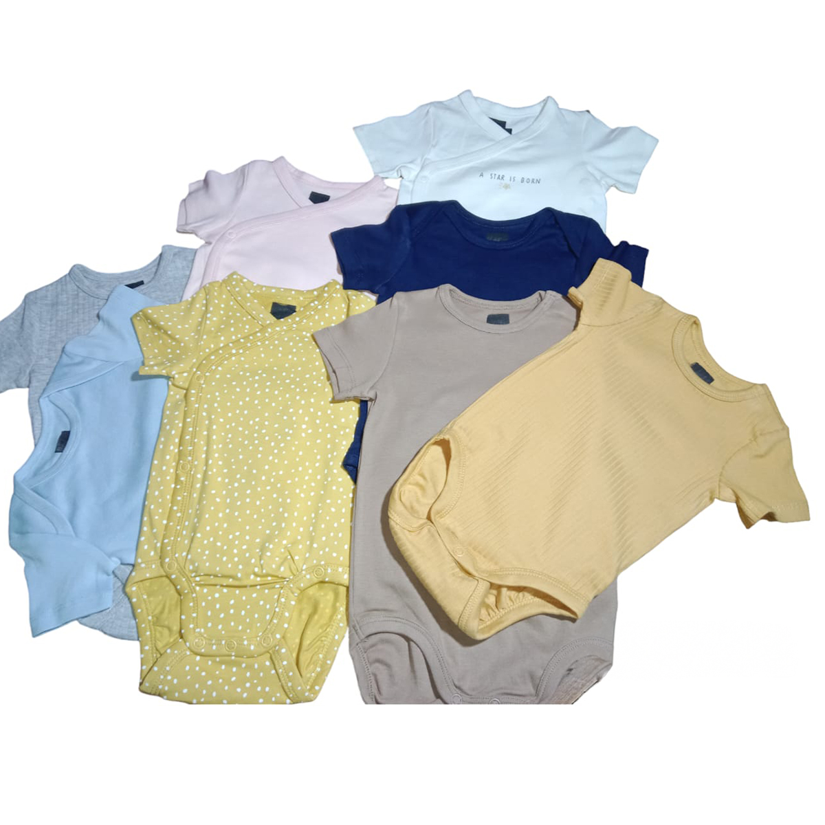 3pcs Assorted color , Half Sleeve, Unisex, Boy, Girl, Newborn, Zero Month, 0- 36 Month, Cotton, Baby Romper, Bodysuit.