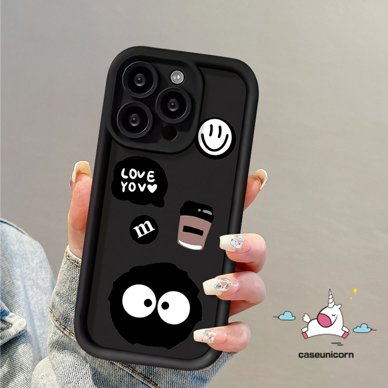 Coal Ball Coffee M Bean Smiling Face Angel Eyes Case for Redmi 10A 10C 9T A1 9C 12C 13C 10 9 12 9A Note 11 8 9 10s 10 12 Pro Max POCO M3 C55 Mi 12 11 Lite Flowers English Tag Cover. 
