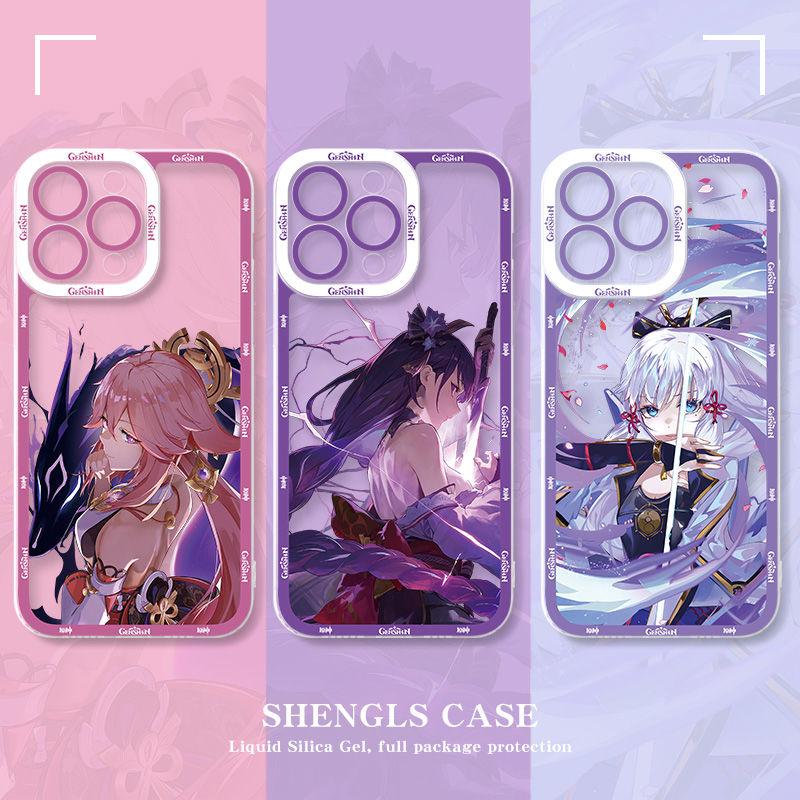Casing For iPhone 6 7 8 Plus 6S XS XR SE 14 PRO MAX Cellphone Case Genshin Impact Beelzebul Raiden Ei Yae Miko Wanderer Soft Shockproof Anti-falling Silicone TPU Transparent Protection Anime Cartoon