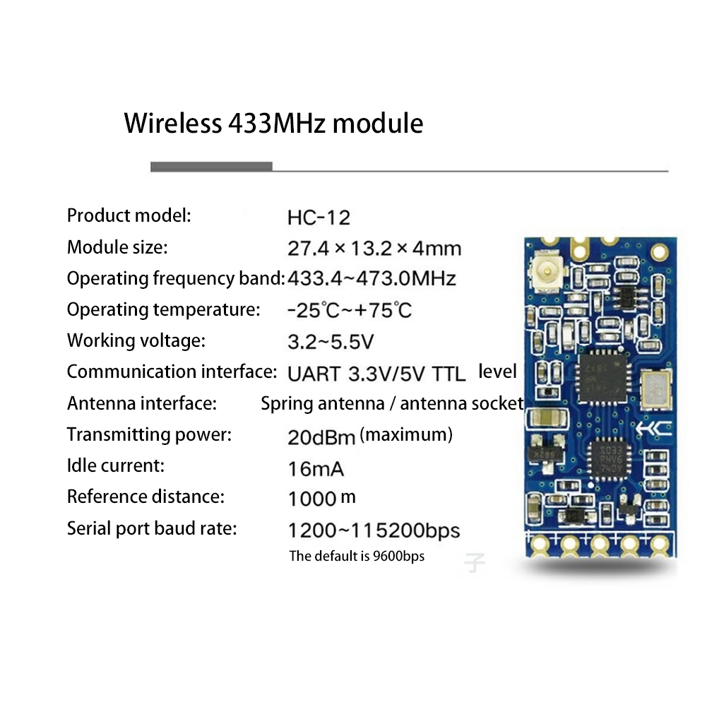 HC-12 433Mhz SI4463 Wireless Serial Port Module 1000M Bluetooth HC12. 