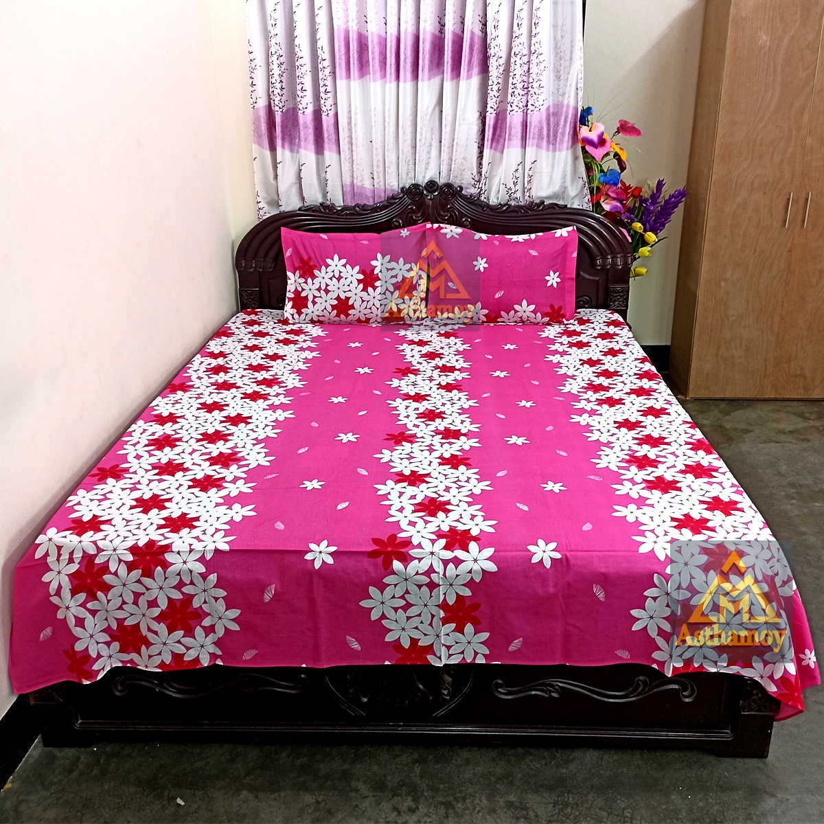 Double Size Cotton Bed Sheet With Matching 2 Pillow Covers - Multicolor Elegance - Elevate Your Bedding Setup with Style and Comfort