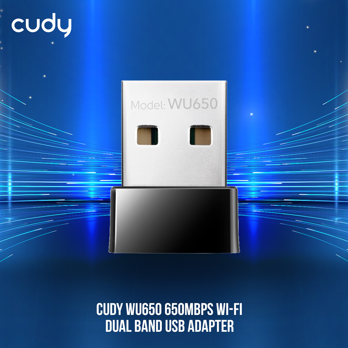 Cudy WU650 650Mbps Wi-Fi Dual Band USB Adapter - Built in 2dBi Antenna - Compact Design - Supports Windows 10, 8.1, 8, 7, XP - Black