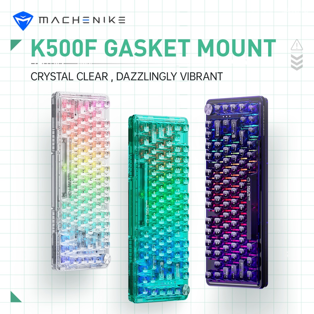 Machenike K500F Mechanical Keyboard Gasket Mount 75% Compact TKL Layout RGB Backlit Wired Mode Gaming Keyboard for PC Latop. 