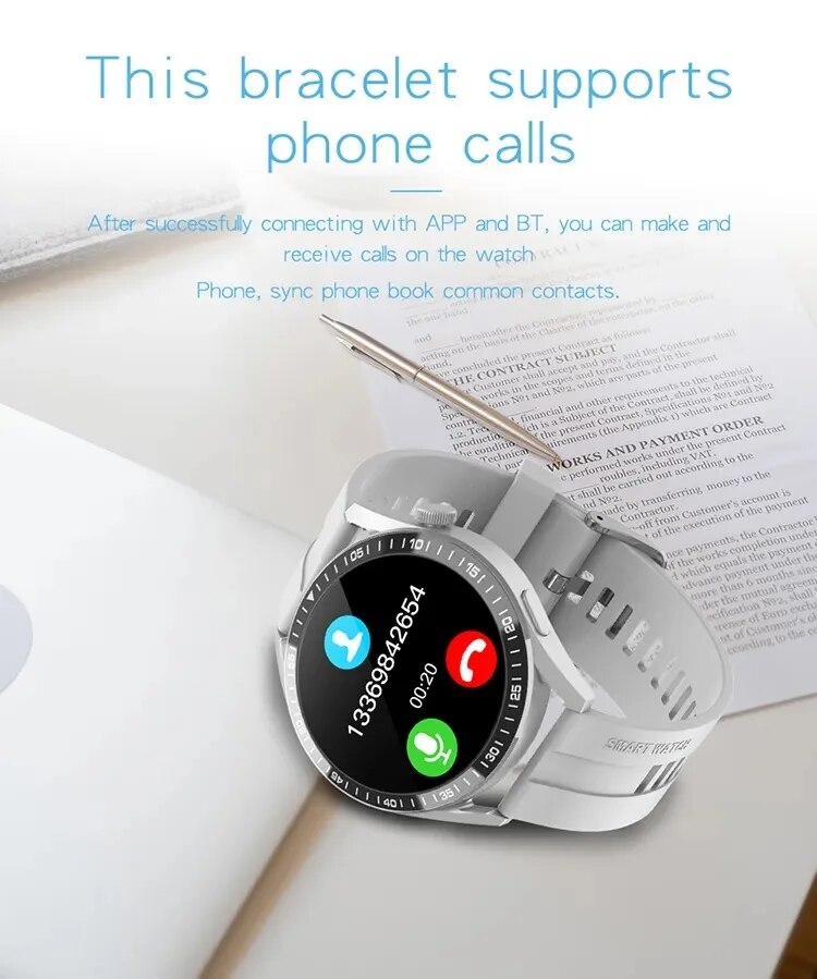 WH8 Smart Watch For Men 1.32 Round Screen Bluetooth Talk Heart Rate Monitor Music Playback Watch. 