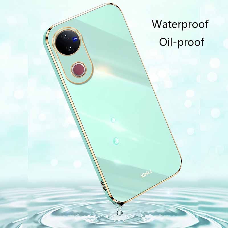 Biruiqu for VIVO V50 VIVO T4R Back Cover Luxury 6D Plating Frame Shiny Bling Phone Pounch Soft Silicone Square Phone Case. 