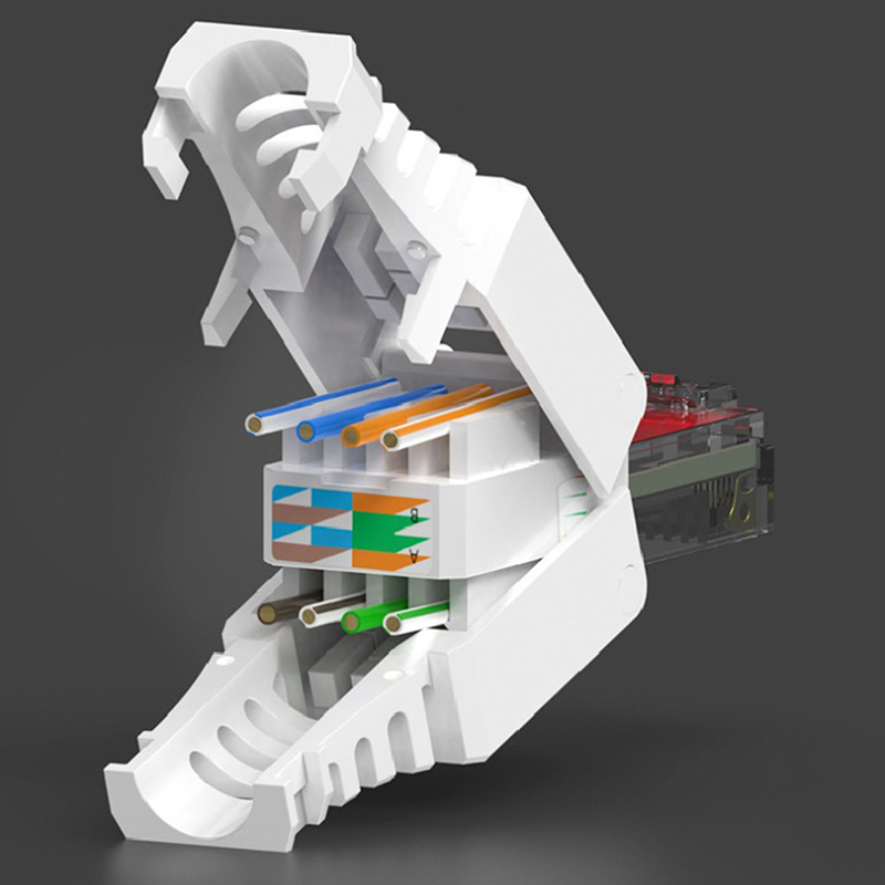 White RJ45 Tool-less Connector No Crimp Connectors CCTV Ethernet Cable Head Plug Jessica