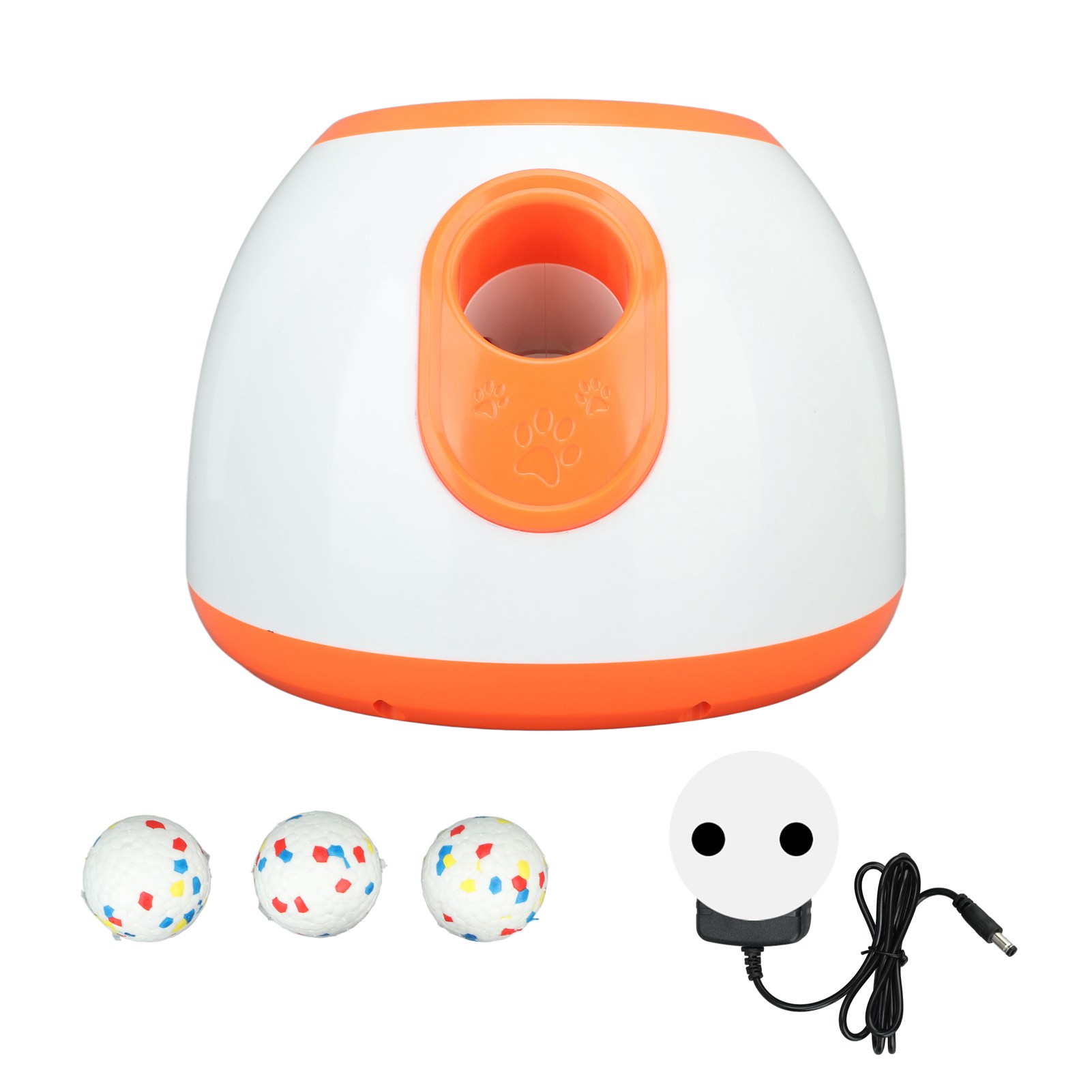 Automatic Tennis Ball Thrower Machine Interactive Adjustable Range 3 Balls Pet Fetching Machine for Puppies Dogs Orange White EU Plug 100‑240V. 