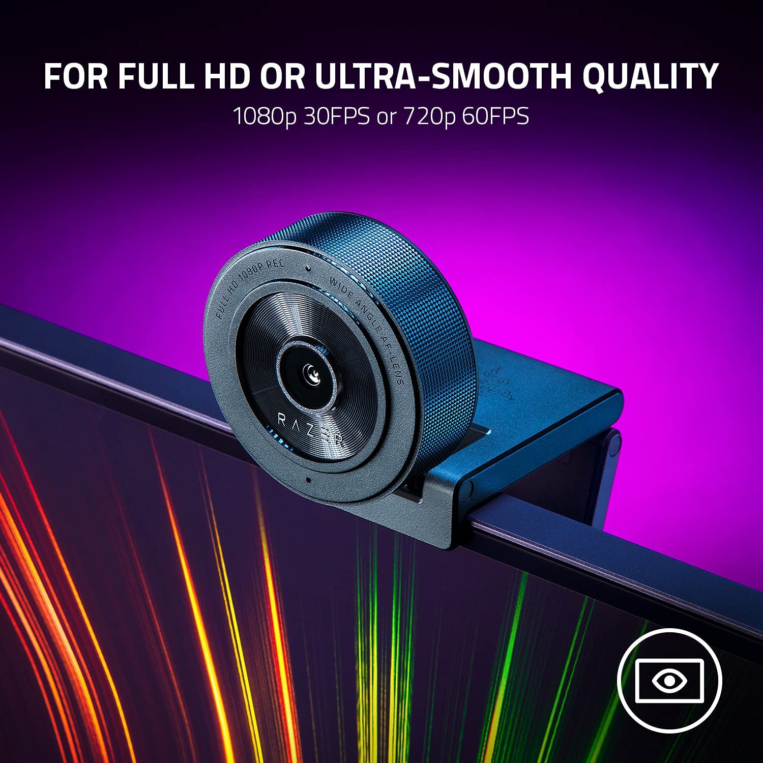 Razer Kiyo X Full HD Streaming Webcam: 1080p 30FPS or 720p 60FPS Equipped with Auto Focus Fully Customizable Settings. 
