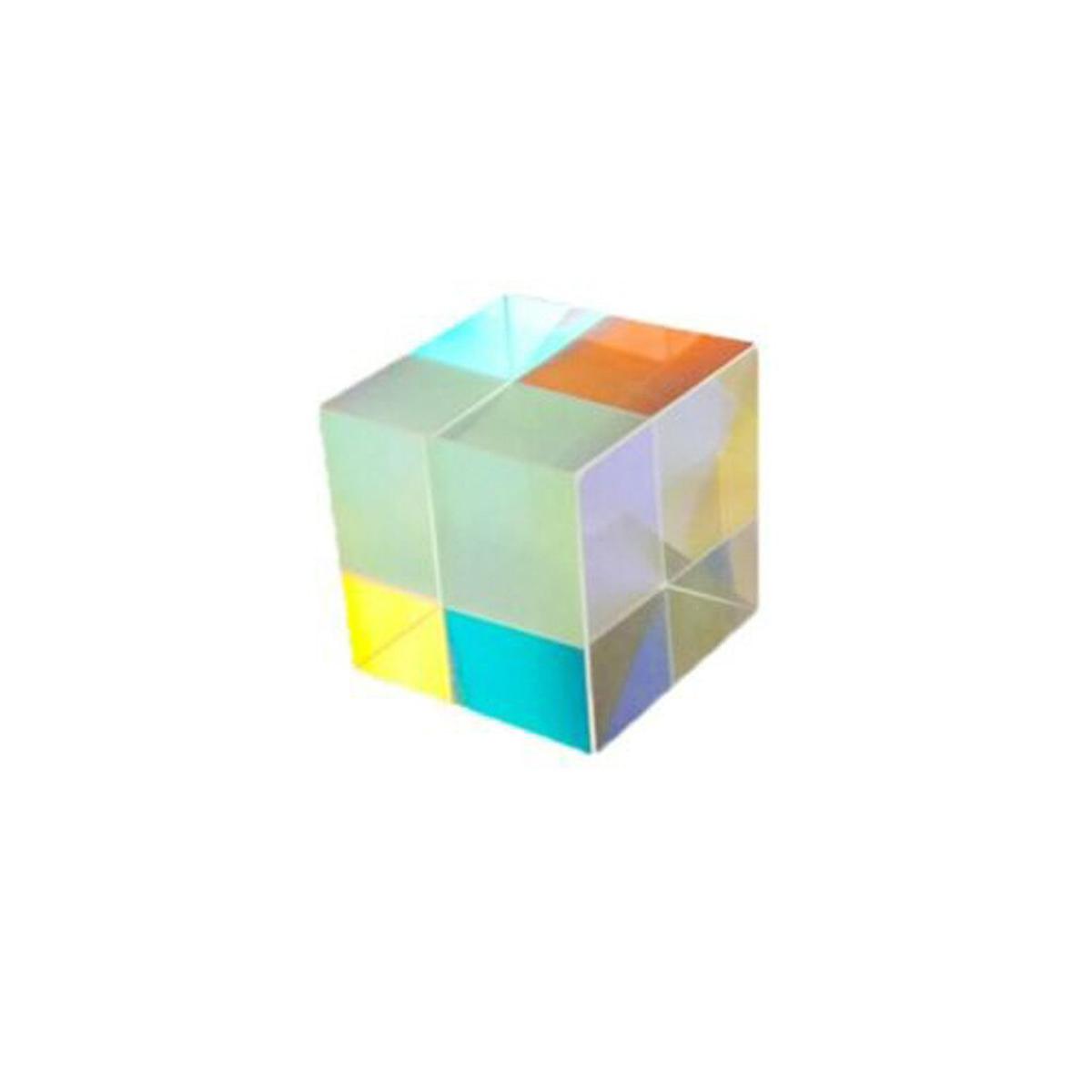 Optic Prism Cube Optical Glass Prism, RGB Dispersion Six-Sided Bright Light Combine Cube for Physics and Decoration