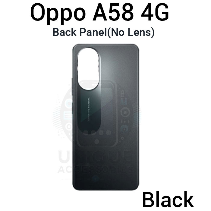 For Oppo A58 4G Side Frame + Back Panel Housing + Camera Glass Back shell Replacement Spare Parts. 