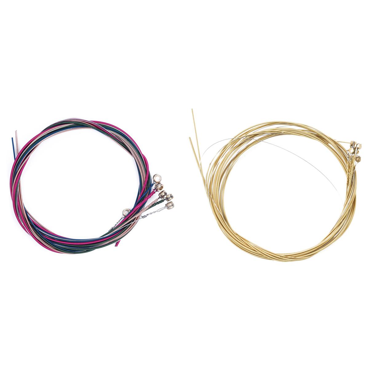 1 Set Rainbow Colorful Color String for Acoustic Guitar & 6 Pcs E, A, D, G, B, E nickel plated steel Guitar Strings Set - As shown