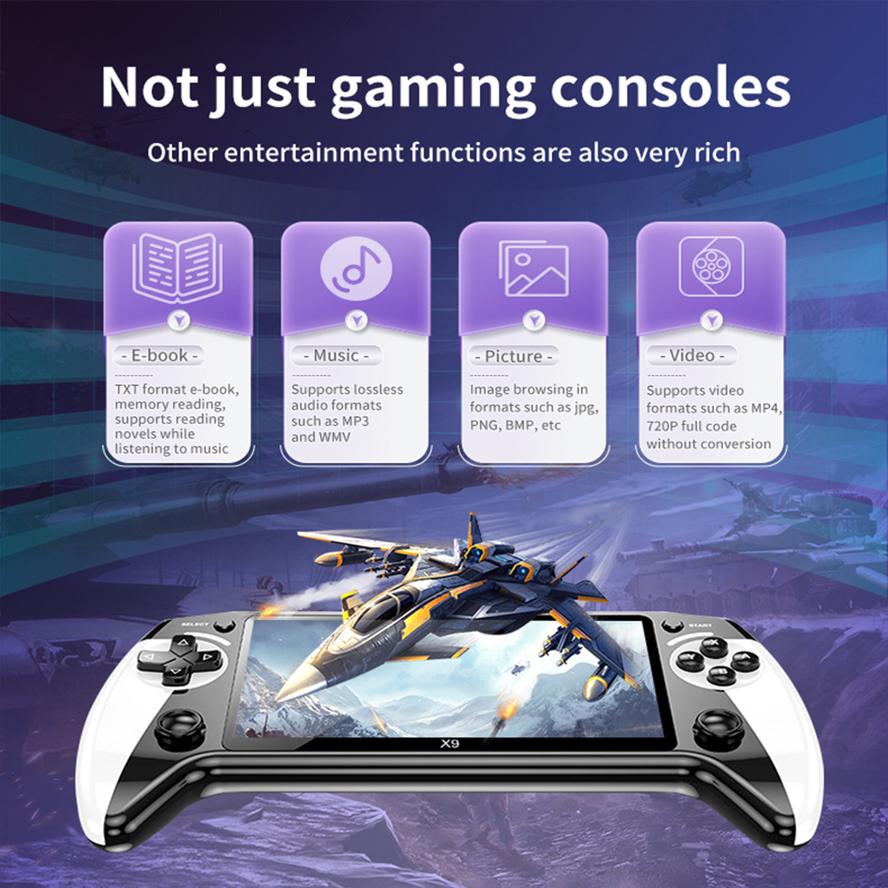 X9 Handheld Game Console With 5.5in Screen Portable Video Games 1500mAh Chargeable Battery Game Controller For Men Women. 