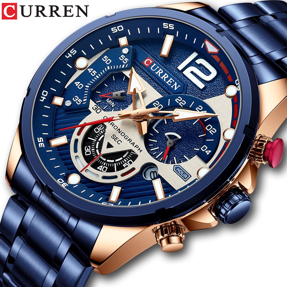 Curren casual sport watches for men blue top brand luxury military deals leather wrist watch man clock fashion chronograph wristwatch