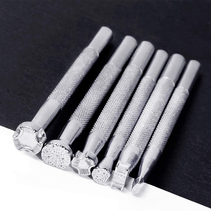 Practical product 6Pcs Leather Stamping Tools Leather Working Saddle Making Stamps Set Special Shape Stamp Punch Set Leather Craft Tools. 