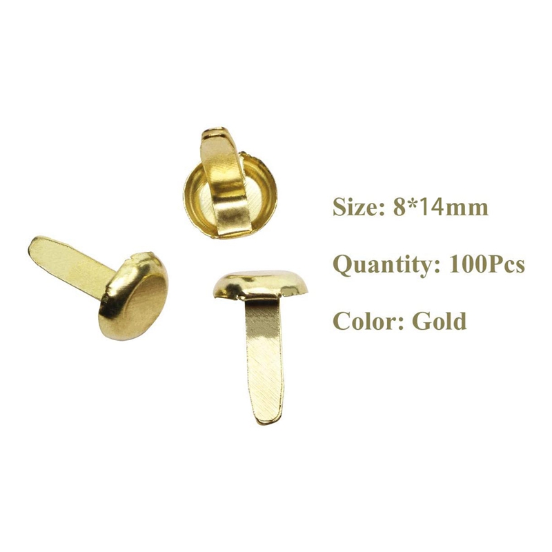 1/2 Inch Brass Paper Fasteners, Mini Paper Fasteners for Handicraft Projects, Decorative DIY Supplies, 8 x 14 mm (Gold). 