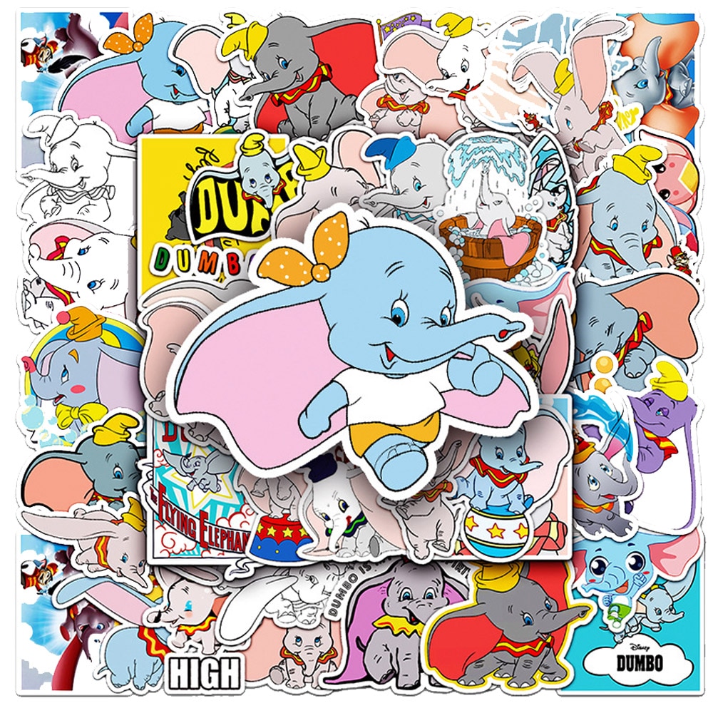 10/30/50pcs Disney Cute Cartoon Dumbo Stickers Decal Kids Toy Scrapbook Diary Phone Laptop Guitar Graffiti Waterproof Sticker