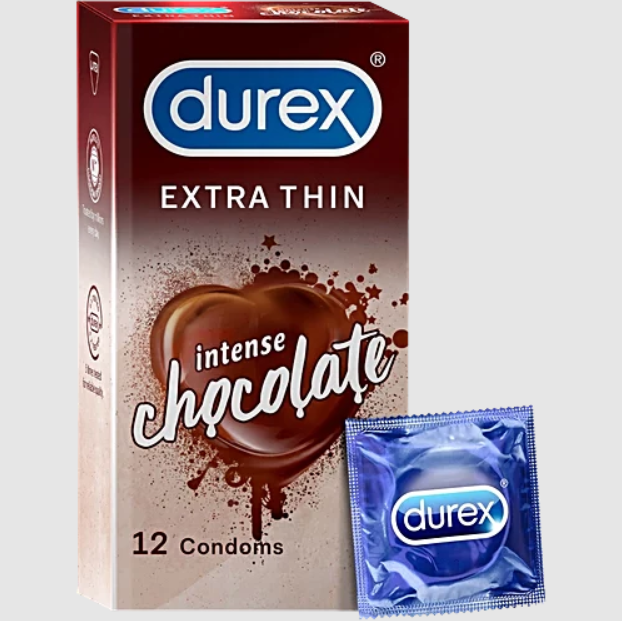Durex Extra Thin Intense Chocolate Flavored Condom For Men | 12pcs Pack | India. 