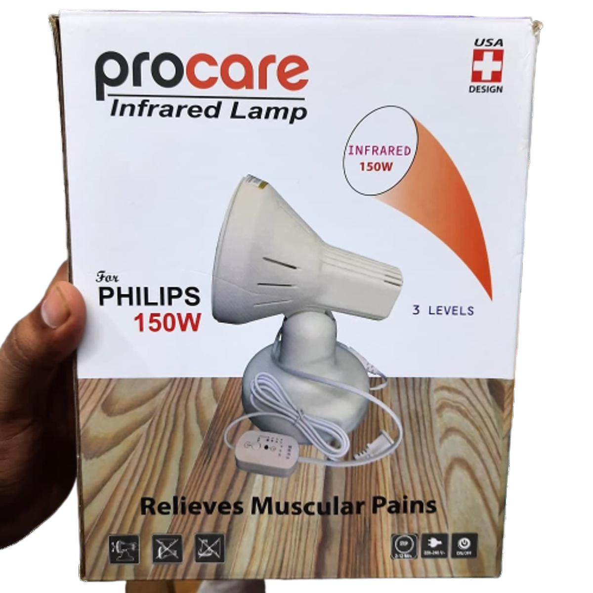 Procare Infrared Heating Lamp 150W 3 Levels Relieve Muscular Pains IRR Lamp. 