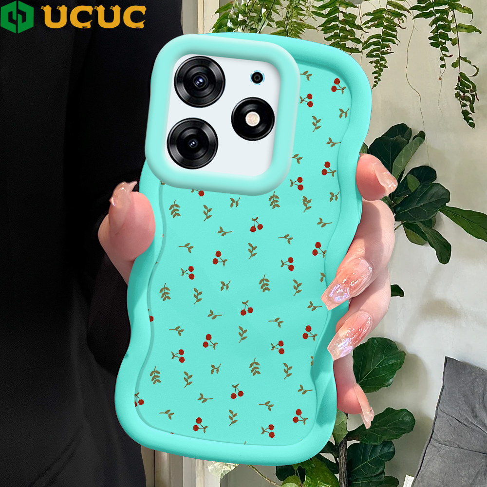 UCUC for Tecno Spark 10 Pro Back Cover Little Red Cherry Creative Candy Color Wave Silicon Phone Protective Case. 
