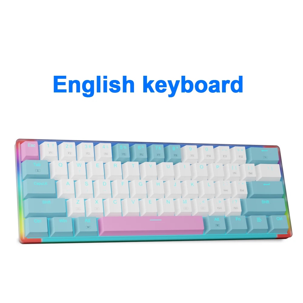 E-YOOSO Z11T USB 60% Mini Mechanical Gaming Keyboard Blue Red Switch 61 Keys Wired detachable cable,portable for travel computer. 