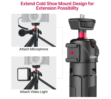 Ulanzi MT-16 Camera Tripod Stand, Mini Tabletop Selfie Stick Tripod with Cold Shoe, Travel Tripod for iPhone 12 Canon G7X Mark III Sony ZV-1 RX100 VII A6600 Vlogging Filmmaking. 