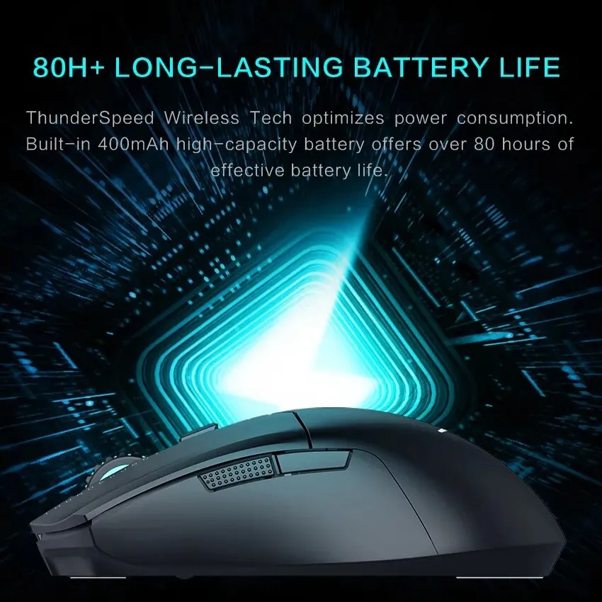 Thunderobot ML602 Wireless Gaming Mouse PAW3395 26000DPI 650IPS 64g Lightweight Symmetrical Form Tri-mode For Laptop PC Gamer. 