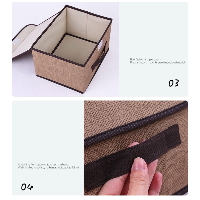 YQ 2 in 1 Plain Color Foldable Storage Box Organizer With Cover set. 