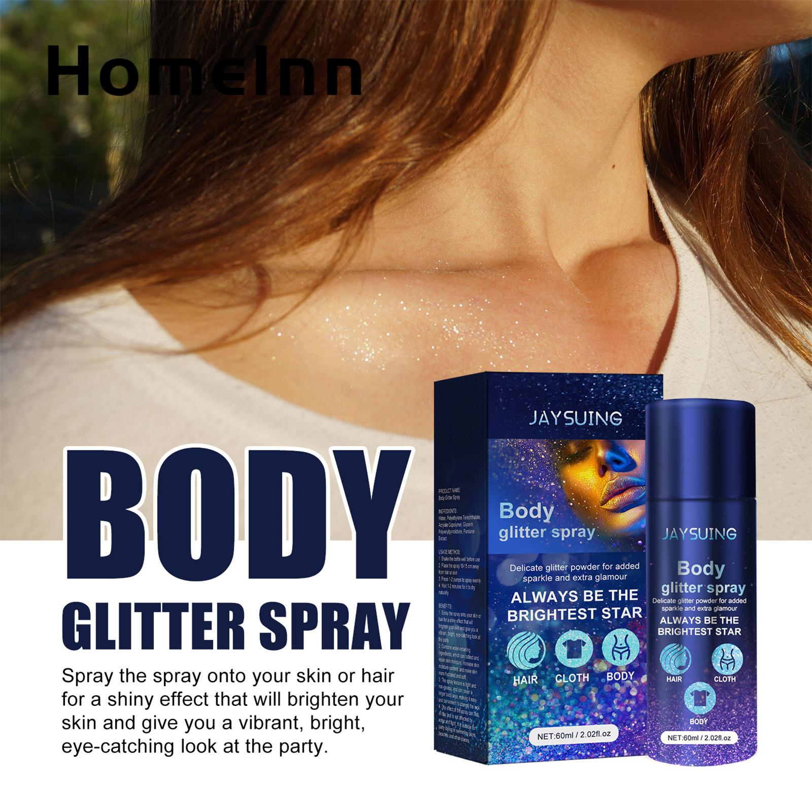 Glitter Spray for Body Sparkling 60ml Glitter Spray for Face Hair Collarbone Party Enhancer with High-gloss Shine Flashy Sequins Spray Southeast Asian Buyers' Favorite Sparkly Body Mist. 