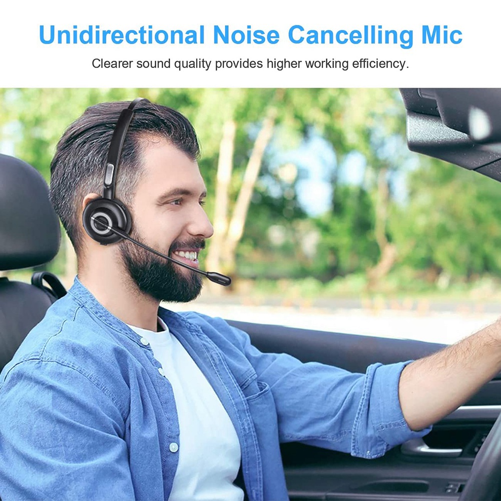 Bluetooth Headphones with Microphone, Wireless Headset on Ear, Noise Canceling PC Headset for Cell Phones PC Tablet. 