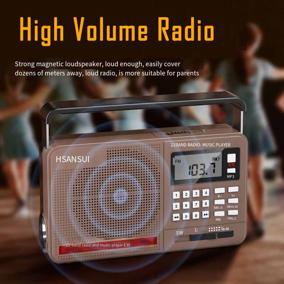 Portable FM Radio High Volume Smart Card Speaker Wireless Radio Small Sound FM Radio Music Digital Player with LED Flashlight. 