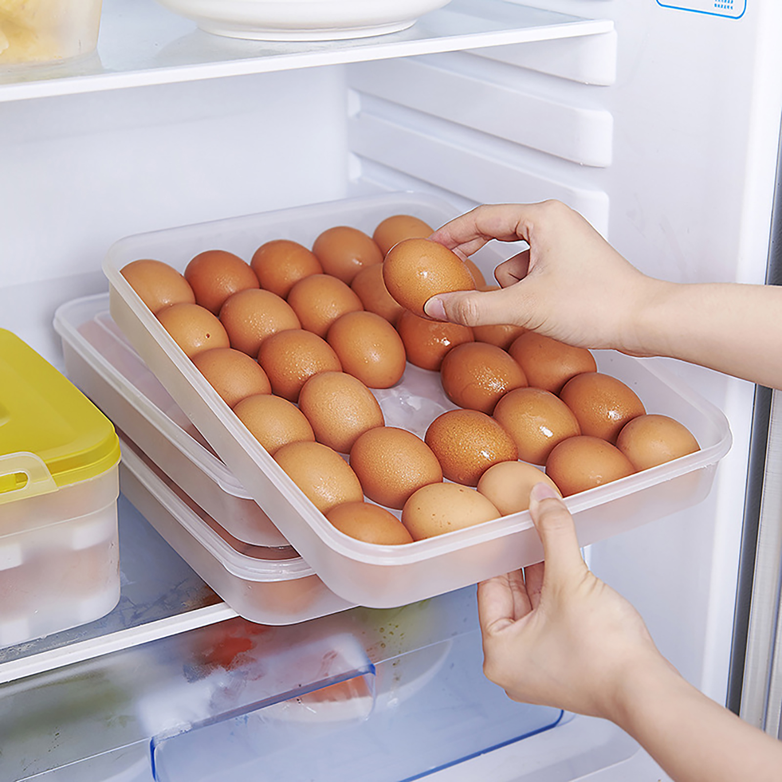 HelloWorld Egg Tray Marginal Uplift Convenient Translucent Durable Egg Holder. 