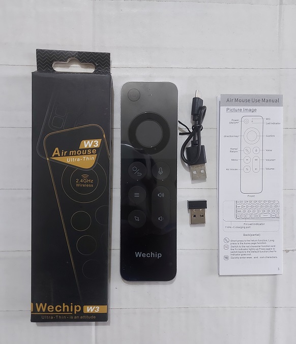 Wechip W3 Air Mouse Voice Control With Keyboard Rechargeable. 