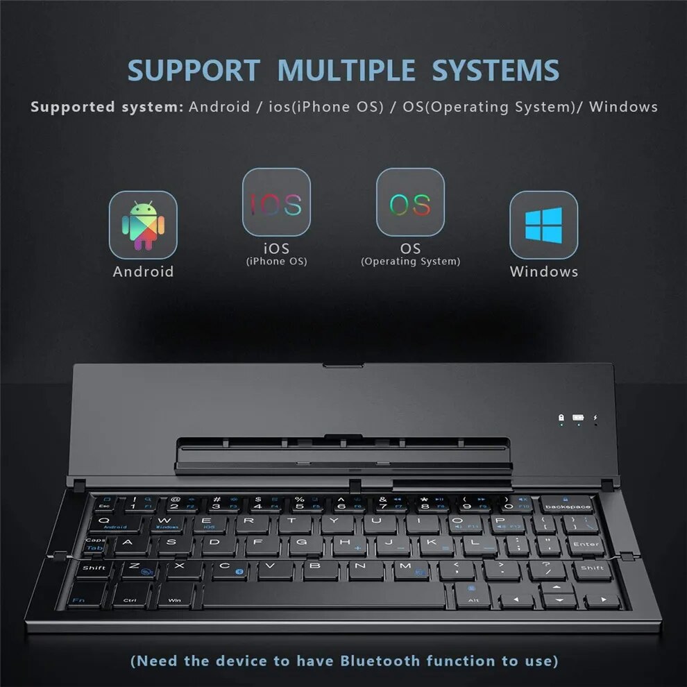 BOW Folding Keyboard Wireless Rechargeable Foldable Bluetooth Keyboard Pocket Keyboard with Pocket Size for Phone iPad. 