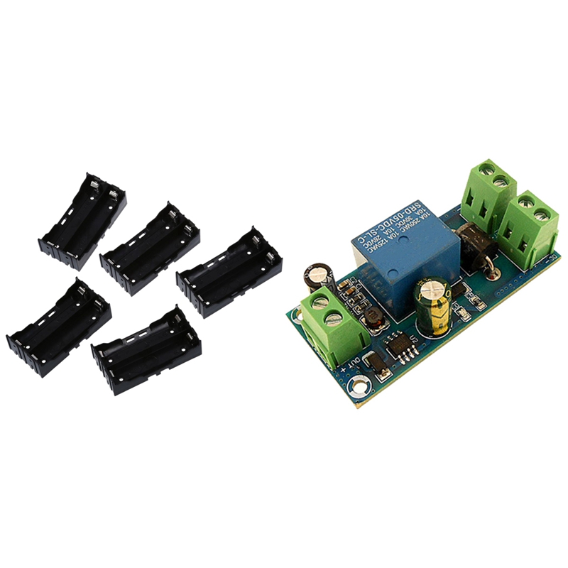 5 Pcs Black Plastic 2 x 3.7V 18650 4 Pin Holder Case with 5V-48V General Emergency Converter