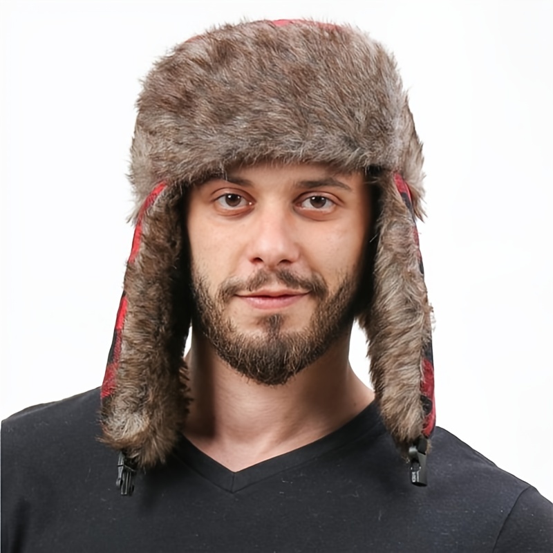 Stay Warm and Stylish with this Buffalo Plaid Ushanka Hat - Perfect for Men and Women in Winter!. 