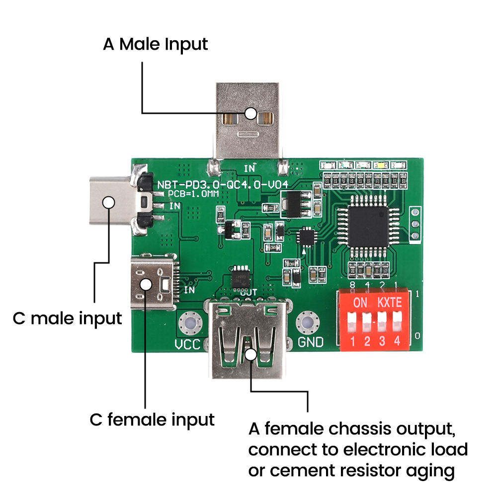 USB Type-C PD Decoy Trigger Board PD2.0 3.0 QC 2.0 3.0 Motherboard Power Supply Voltage Tester DC 5V 9V 12V 15V 20V Fast Charge. 