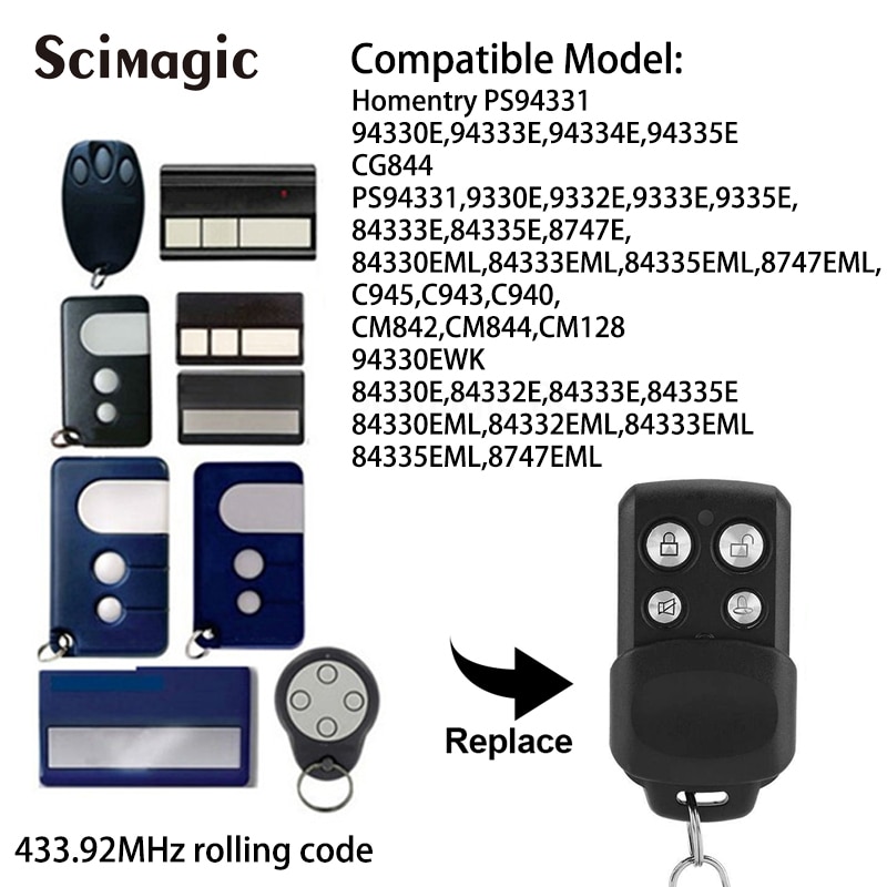 Chamberlain Liftmaster 94330E 94335E 84335AML 84330AML 1A5639-7 Motorlift ML700 Garage Remote Control Gate Keychain Key Fob. 