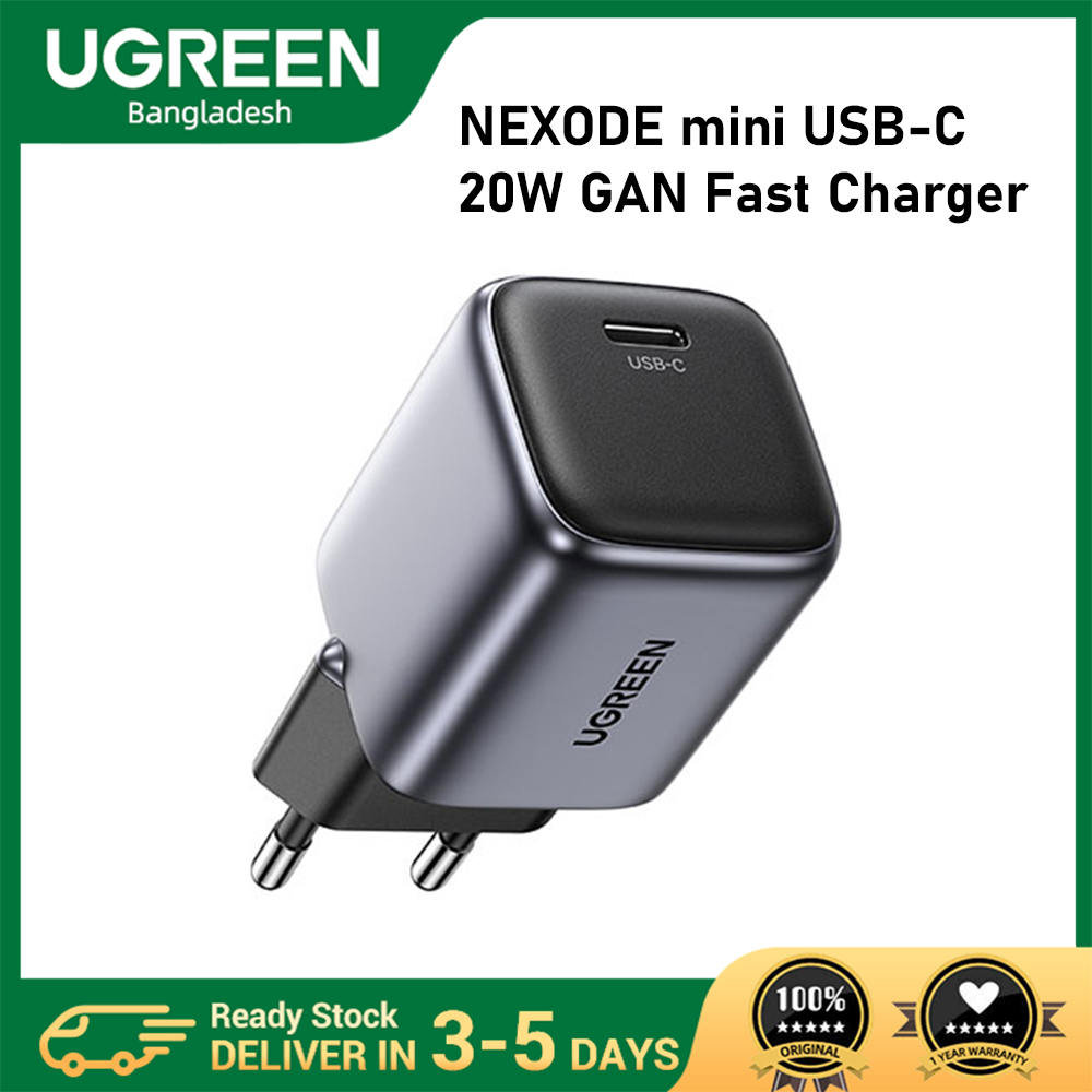 UGREEN CD318 (90664) NEXODE mini USB-C 20W GAN Fast Charger -  Nexode Mini 20W PD GaN Tech Charger - Fast charge for your Android/Tablet - Widely compatibility - Multi-protection