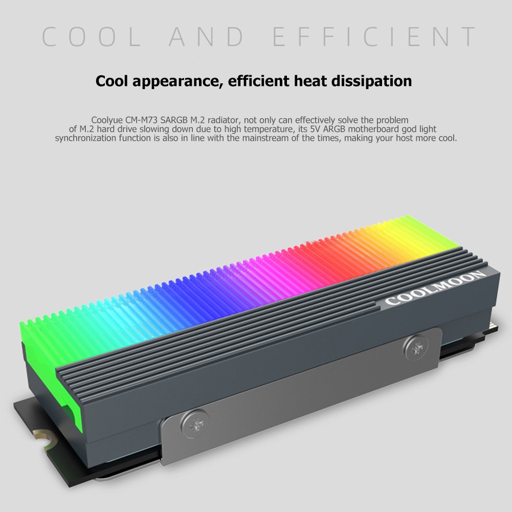 CoolMoon M2 SSD Heatsink 5V 3Pin ARGB M.2 2280 Solid State Drive Hard Disk Cooling Radiator PC Video Graphics Card heat sink. 