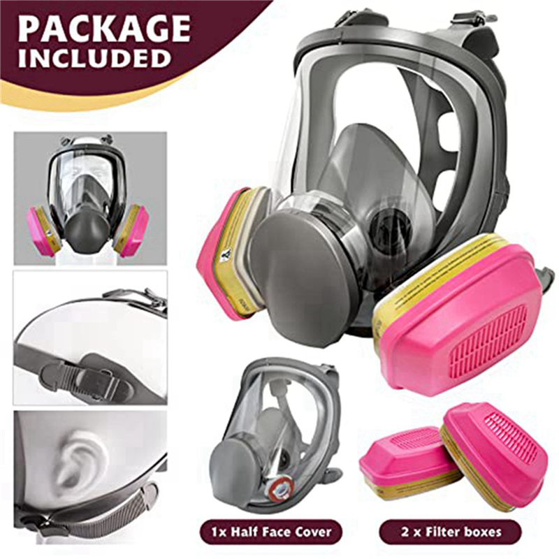 2X Full Face Gas Mask - 6800 Reusable Respirator Mask with 60926 Air Filter for Organic Vapor, Dust, Paint, Formaldehyde. 