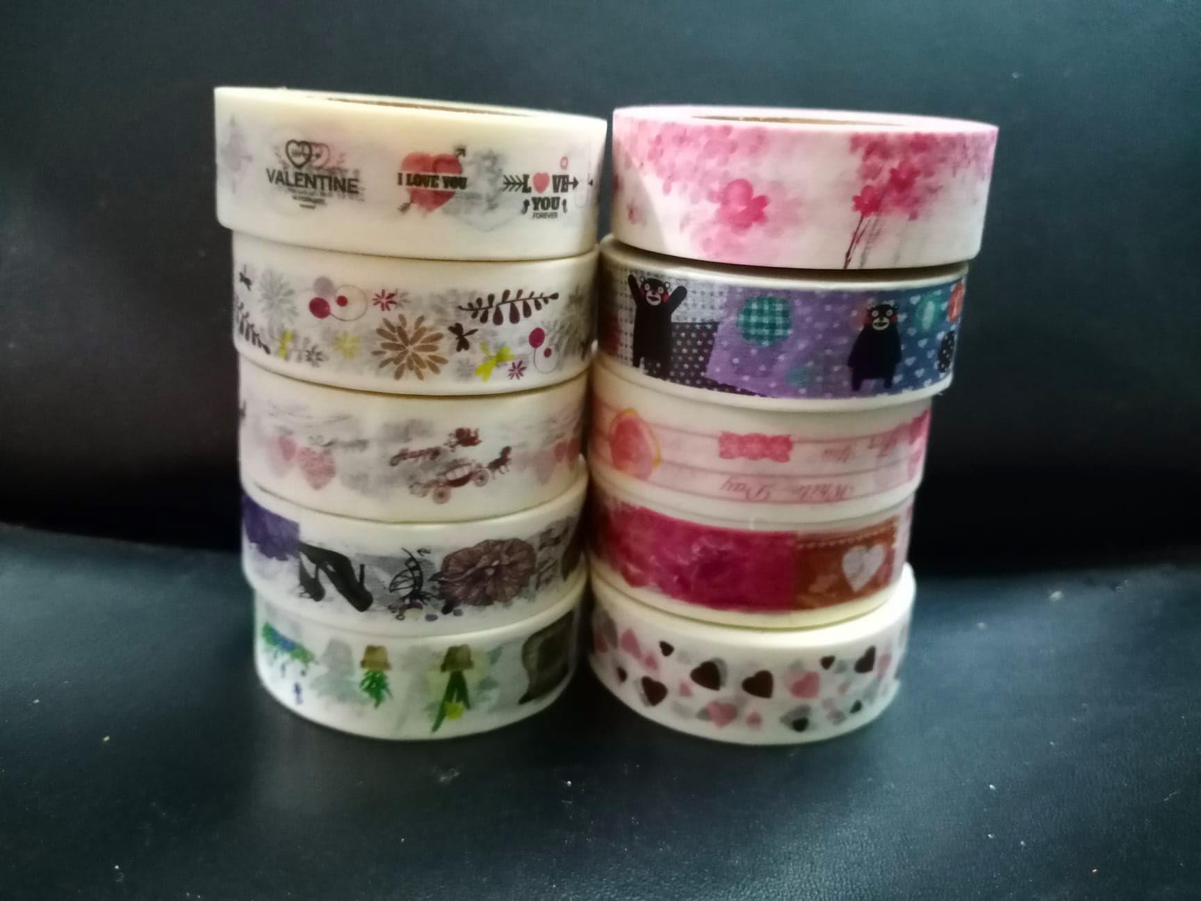 Washi Japanese Paper Tapes Scrapbooking Tape Rolls Colorful Design 10pcs/set for Arts Journals Decoration DIY Gift Packaging