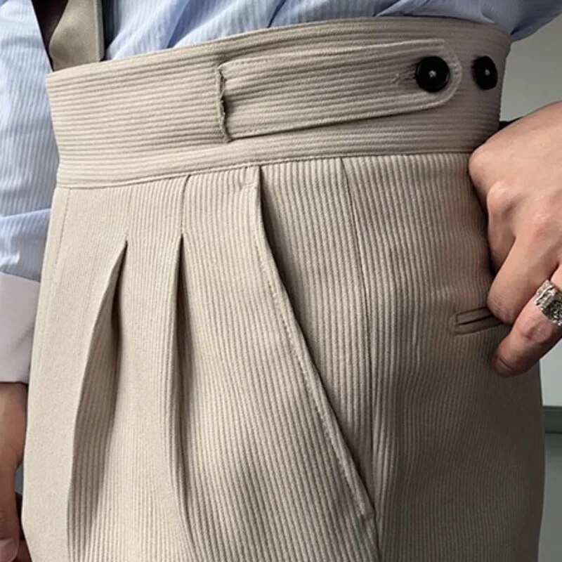 Fall Italian Mens Formal Pant Pantalones Hombre Dress Ankle Pants Men British High Waist Straight Pants Men Social Trousers Pant. 