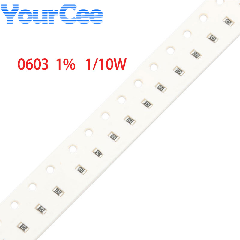 100pcs 0603 SMD Resistor 1% 1/10W 1K~20M 1.1K 1.2K 1.8K 2.1K 6.8K 10K 20K 110K 390K 470K 560K 750K 910K 1M 3.3M 10M 20M ohm