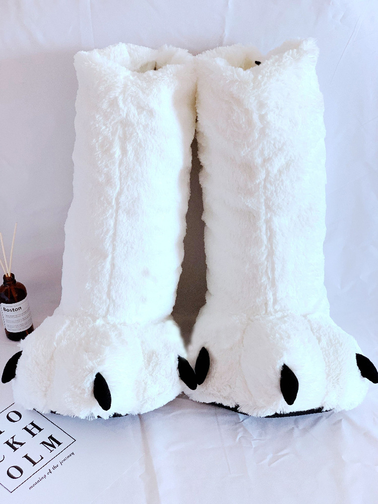 Autumn and winter super high top boots, plush bear paw cotton shoe