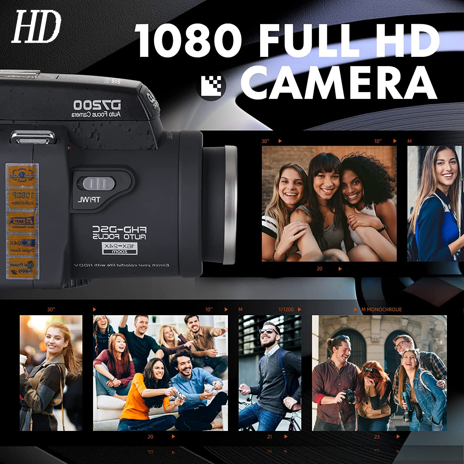 D7200 POLO Digital Camera 33MP DSLR Camera With 24X Telephoto Lens Professional Digital Camera YouTube 1080P HD Video Camera. 