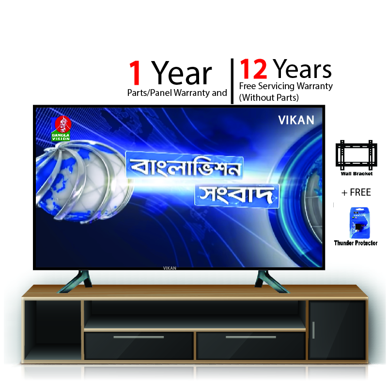 Vikan 24'' Double Glass Hd Led Tv Basic 4k Supported. 