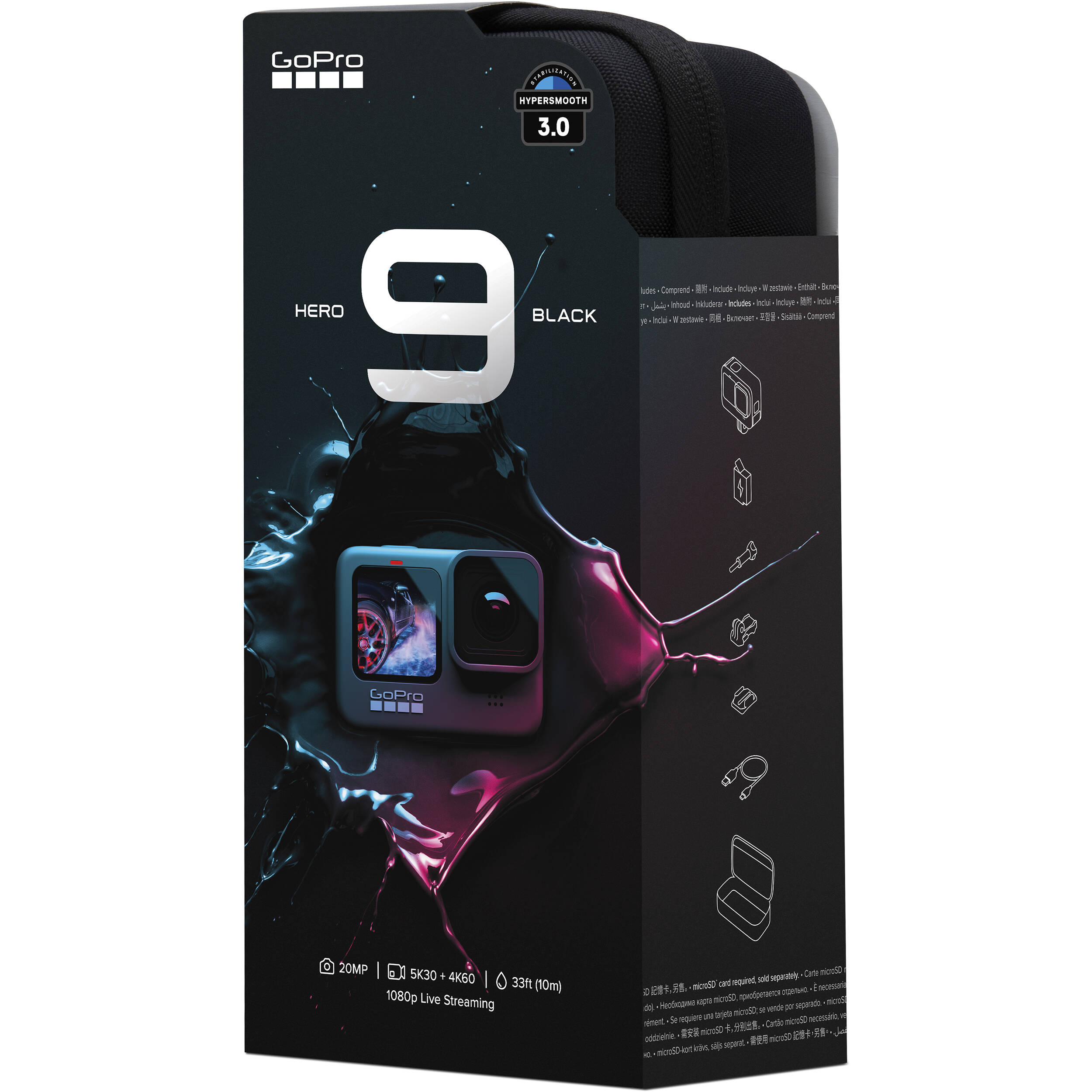 GoPro HERO9 Black - Waterproof Action Camera with Front LCD and Touch Rear Screens, 5K Ultra HD Video, 20MP Photos, 1080p Live Streaming, Webcam, Stabilization