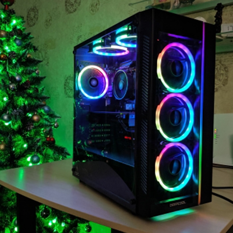 Aigo DR12 Pro PC Cooler Fan RGB Fan 120mm Fan Adjust Mute IR Argb AURA SYNC Cooler ter RGB Cooling Computer PC Case Fans-4fans in 1. 